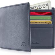 real leather slim bifold wallets logo
