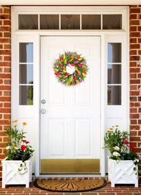 img 2 attached to 🌷 Lvydec Artificial Tulip Flower Wreath - Beautiful 17" Floral Spring Decoration for Front Door with Vibrant Faux Tulips and Leaves