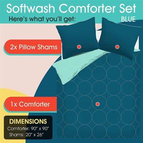 img 2 attached to Refinery29 Devon Bedding Collection: Luxury Ultra Soft Comforter Set, Modern Reversible Design for Home Hotel Décor - All Season Premium 4 Piece Set (Full/Queen, Blue)