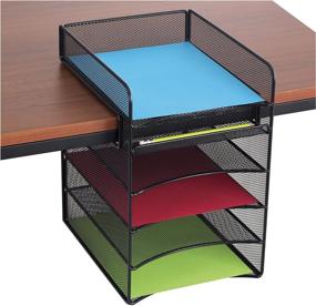 img 4 attached to 📦 Safco Products 3240BL Onyx Mesh 5-Tray Underdesk Hanging Organizer - Black, Durable Steel Mesh Construction with Powder Coat Finish