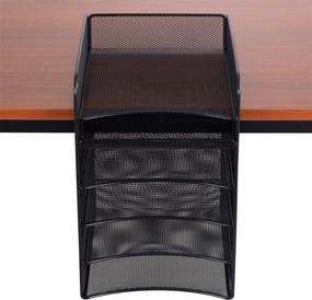 img 1 attached to 📦 Safco Products 3240BL Onyx Mesh 5-Tray Underdesk Hanging Organizer - Black, Durable Steel Mesh Construction with Powder Coat Finish