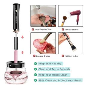 img 1 attached to 💄 Enhanced Makeup Brush Cleaner: Ultimate Automatic Cosmetic Brush Spinner (Jet Black)