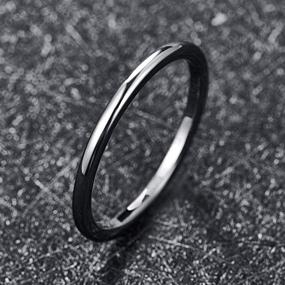 img 2 attached to 💍 Кольца из тунгстена Cloyo 2мм серебристо-черно-синие: классические обручальные кольца для мужчин и женщин с комфортной посадкой размером 6-12, можно носить друг на друга.