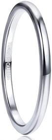 img 4 attached to 💍 Cloyo 2mm Silver/Black/Blue Tungsten Rings: Classic Domed Wedding Bands for Men and Women, Stackable Promise Band with Comfort Fit Size 6-12