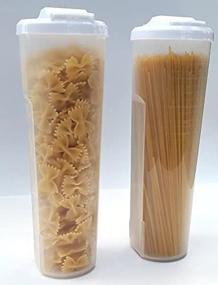 img 1 attached to 🍝 Regent 2 Pack Tall Clear Spaghetti Pasta Storage Container - Lids with Measurement Markings. Versatile for Dry Goods, Art Supplies, Toys. 11.6in Height x 3.8in Diameter. Dishwasher Safe.