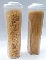 🍝 regent 2 pack tall clear spaghetti pasta storage container - lids with measurement markings. versatile for dry goods, art supplies, toys. 11.6in height x 3.8in diameter. dishwasher safe. логотип