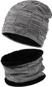 img 3 attached to Cozy Winter Accessories: Men's Beanie Hats & Scarf Set with Fleece Lining for Unbeatable Warmth