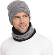 cozy winter accessories: men's beanie hats & scarf set with fleece lining for unbeatable warmth logo