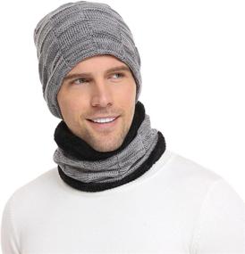 img 4 attached to Cozy Winter Accessories: Men's Beanie Hats & Scarf Set with Fleece Lining for Unbeatable Warmth