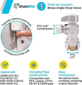 img 2 attached to 🦈 Enhanced SharkBite 23036-0000LF Compression Angle Stop Valve, 1/2 Inch x 3/8 Inch Push-to-Connect, for PEX, Copper, CPVC, PE-RT Plumbing Systems