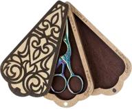 wooden sewing scissors case with magnet needle holder - 2 tier cross-stitch, embroidery, and knitting accessories storage box: cute organizer kit for decor logo