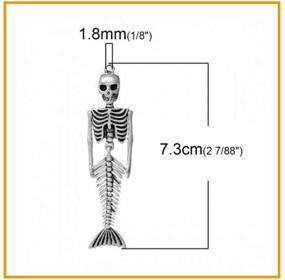 img 3 attached to Acxico 10Pcs Retro Antique Silver Skull Carved Mermaid Skeleton Pendants Accessory Charms Craft DIY Flexible