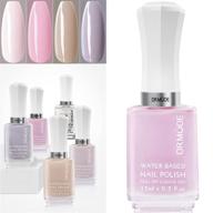 💅 water-based nail polish set - non toxic, quick dry, easy peel off formula for women and kids - includes 4 colors, 2 in 1 base and top coat (5 bottles, 0.5 fl oz) logo