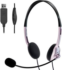 img 4 attached to 🎧 Lightweight USB Computer Headset with Microphone for Skype, Webinar, Cell Phone, and Call Center - Wired PC Headphones for Business