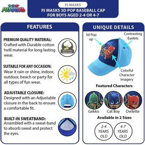 img 3 attached to 🧢 Colorful PJ Masks Boys Baseball Cap with Character 3D POP (Ages 2-7)