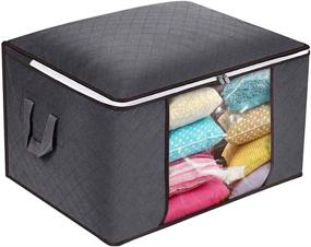 img 1 attached to 🗄️ Organize with Ease: Mrt Large Clothes Storage Bag Organizer - 90L Capacity, Thick Fabric, Reinforced Handle, Perfect for Comforters, Blankets and Bedding - Dark Grey, 1 Pack