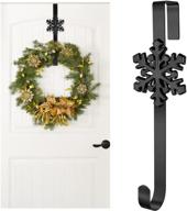 🎄 uratot christmas black metal wreath hanger - 14.5 inches wreath hook with snowflake interchangeable icons - heavy duty wreath holder for front door - perfect for wreath christmas decorations logo