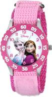 charming disney kids' frozen stainless steel analog quartz watch: durable design and stylish nylon strap logo