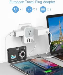 img 3 attached to 🔌 TESSAN European Plug Adapter with 4 AC Outlets, 3 USB Ports - Type C Power Charger Adaptor for Travel to EU, Italy, Spain, France, Iceland, Germany, Greece