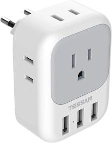 img 4 attached to 🔌 TESSAN European Plug Adapter with 4 AC Outlets, 3 USB Ports - Type C Power Charger Adaptor for Travel to EU, Italy, Spain, France, Iceland, Germany, Greece