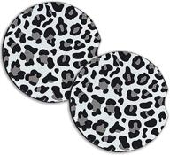 absorbent car coasters for drinks, cute and stylish cup holder coasters for women & men, fingertip grip car coasters with snow leopard pattern, set of 2 - perfect auto accessories for women & men logo