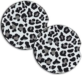 img 4 attached to Absorbent Car Coasters for Drinks, Cute and Stylish Cup Holder Coasters for Women & Men, Fingertip Grip Car Coasters with Snow Leopard Pattern, Set of 2 - Perfect Auto Accessories for Women & Men