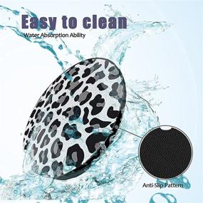 img 2 attached to Absorbent Car Coasters for Drinks, Cute and Stylish Cup Holder Coasters for Women & Men, Fingertip Grip Car Coasters with Snow Leopard Pattern, Set of 2 - Perfect Auto Accessories for Women & Men