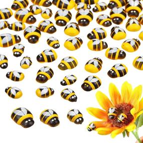 img 4 attached to 🐝 150 Small Wooden Bee Decorations with Self-Adhesive Backing, Bumblebee Craft Embellishments for DIY Crafts, Parties, and Home Decor - Available in 3 Sizes