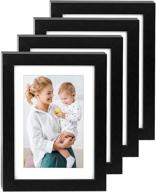 🖼️ natural solid wood black picture frames 5x7 (4 pack) – versatile display for 5x7 and 4x6 photos, vertical and horizontal orientation supported логотип