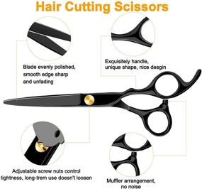 img 2 attached to 💇 Complete Professional Hair Cutting Scissors Kit: 6.7 inch Black Hairdressing Shears Set with Thinning Shears, Comb, and More - Perfect for Barbers, Salons, and Home Use