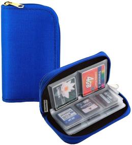 img 4 attached to 💙 Blue Memory Card Case - Compact Wallet for Micro SD, Mini SD and 4X CF Cards - Efficient Storage and Protection