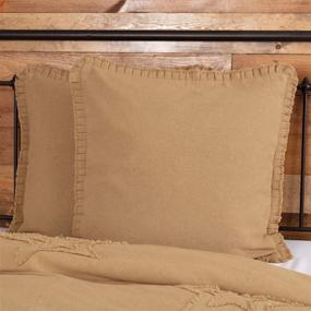 img 4 attached to Classic Tan Burlap Euro Sham Cover: VHC Brands, 26x26 - Timeless Home Decor Accent