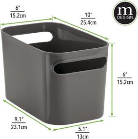 img 1 attached to 🛁 mDesign Deep Plastic Bathroom Vanity Storage Bin - Charcoal Gray (2 Pack): Organizer for Toiletries, Hand Towels, Hair Brushes, and More