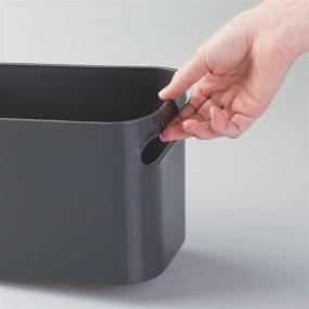 img 2 attached to 🛁 mDesign Deep Plastic Bathroom Vanity Storage Bin - Charcoal Gray (2 Pack): Organizer for Toiletries, Hand Towels, Hair Brushes, and More