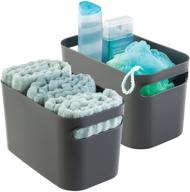 🛁 mdesign deep plastic bathroom vanity storage bin - charcoal gray (2 pack): organizer for toiletries, hand towels, hair brushes, and more logo