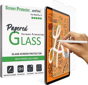 img 4 attached to 📱 amFilm PAPERed Glass Screen Protector for iPad Pro 11 inch (2021 &amp; 2019) + iPad Air 4 10.9inch (2020), 9H Tempered Glass with Matte Paper Finish, Face ID &amp; Apple Pencil 2nd Gen Compatible (1-Pack)