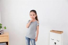 img 1 attached to 👚 IRELIA Girls Sleeve Shirts: Stylish Shoulder Tops for Girls' Clothing