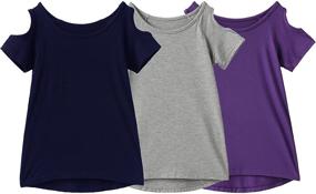 img 4 attached to 👚 IRELIA Girls Sleeve Shirts: Stylish Shoulder Tops for Girls' Clothing