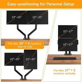 img 3 attached to 💻 ErGear Dual Monitor Stand Mount with USB, Ultrawide Computer Screen Desk Mount with Full Motion Gas Spring Arm, Adjustable Height, Tilt, Swivel, Rotation - Supports 6.6lbs to 26.5lbs per Arm, 22-35 Inch