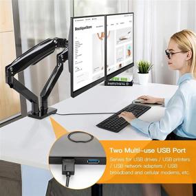 img 1 attached to 💻 ErGear Dual Monitor Stand Mount with USB, Ultrawide Computer Screen Desk Mount with Full Motion Gas Spring Arm, Adjustable Height, Tilt, Swivel, Rotation - Supports 6.6lbs to 26.5lbs per Arm, 22-35 Inch