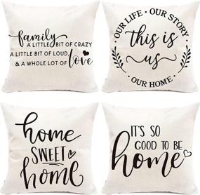 img 4 attached to Pinata Farmhouse Pillow Covers: This is Us Home Sweet Home Decorations - Set of 4 Throw Pillow Cases for Sofa Couch - Housewarming Gifts for New Home - Cushion Case Linen 18x18 Inch