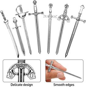 img 2 attached to 🗡️ 21 Antique Sword Knife Bookmarks and Charms | DIY Necklace and Bracelet Making | Silver Sword Knife Pendants for Jewelry