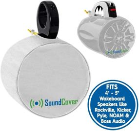 img 1 attached to 🔊 White Heavy Duty Marine Speaker Covers for 4" and 5" Boat Wakeboard Tower Pod Speakers - Pairs by Boss, Rockville, Kicker, Pyle & NOAM (Size H 7.9" x W 7.9" x D 8.3")