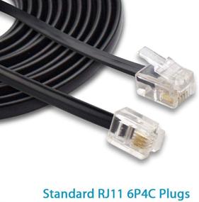 img 1 attached to 📞 SHONCO 2-Pack 2M 6.6ft Phone Telephone Extension Cord Cable with Standard RJ11 6P4C Plugs - Black Landline Telephone Wire