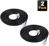 📞 shonco 2-pack 2m 6.6ft phone telephone extension cord cable with standard rj11 6p4c plugs - black landline telephone wire logo