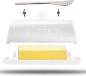 img 4 attached to 🧈 Magnetic Porcelain Butter Dish - Ceramic Dishwasher Safe