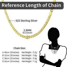 img 2 attached to Solid 925 Sterling Silver Cuban Link and Figaro Chain Necklaces by ChicSilver - Available in 18-28 Inches with Gift Box for Women and Men