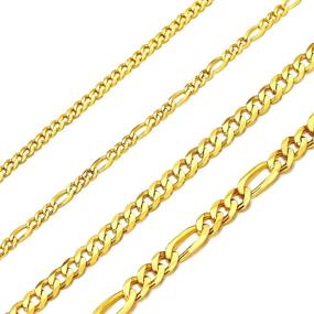 img 4 attached to Solid 925 Sterling Silver Cuban Link and Figaro Chain Necklaces by ChicSilver - Available in 18-28 Inches with Gift Box for Women and Men