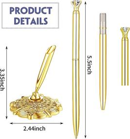 img 2 attached to 💎 Sparkling Crystal Pen Set with Desk Holder for Weddings, Birthdays, and Graduations - Gold