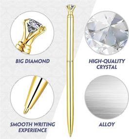 img 1 attached to 💎 Sparkling Crystal Pen Set with Desk Holder for Weddings, Birthdays, and Graduations - Gold